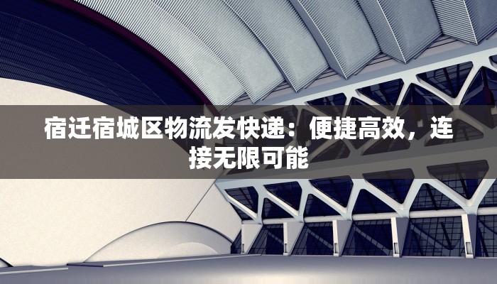 宿迁宿城区物流发快递：便捷高效，连接无限可能
